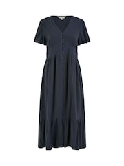 Yumi Blue Viscose Button Through Midi Dress - Image 5 of 5