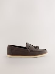 Brown Embossed Tassel Loafers - Image 2 of 5