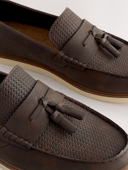 Brown Embossed Tassel Loafers - Image 4 of 5