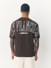 Brown San Francisco Relaxed Fit Graphic Print Heavy Weight T-Shirt - Image 1 of 8