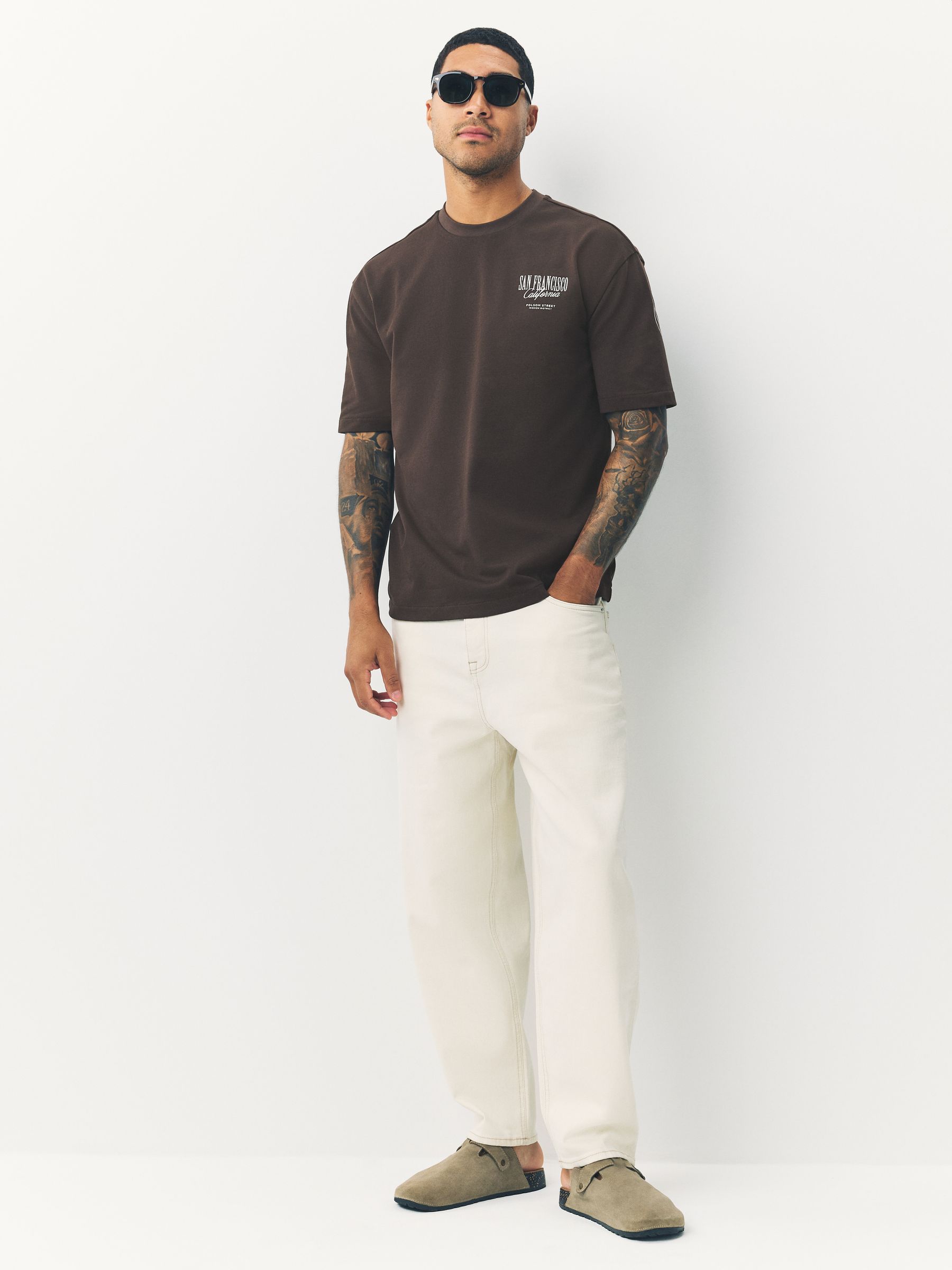 Buy Brown San Francisco Relaxed Fit Graphic Print Heavy Weight T