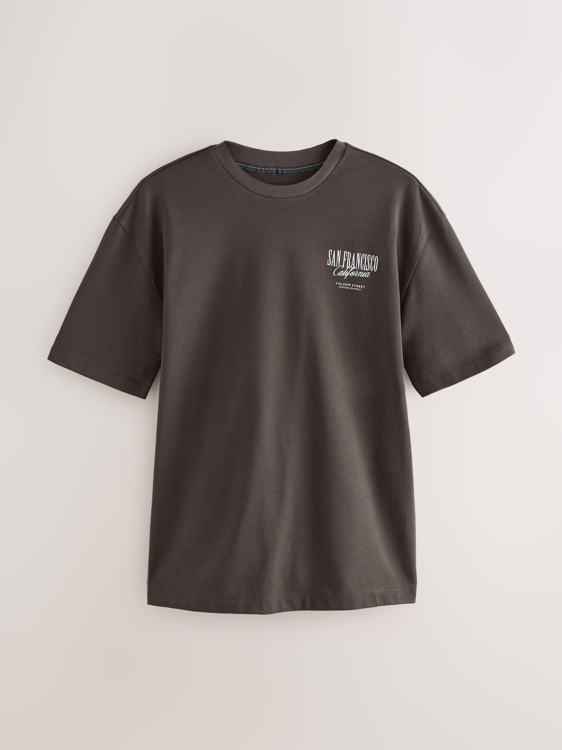 Buy Brown San Francisco Relaxed Fit Graphic Print Heavy Weight T