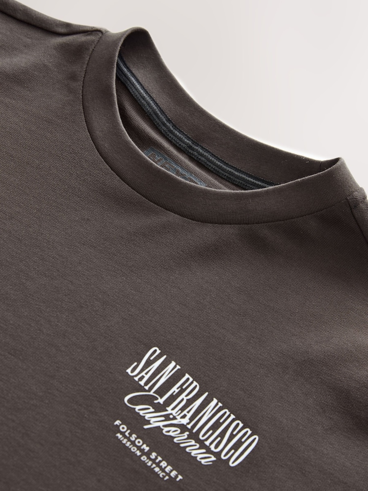 Brown San Francisco Relaxed Fit Graphic Print Heavy Weight T-Shirt - Image 8 of 8