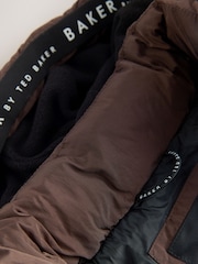 Baker by Ted Baker Shower Resistant Colourblock Padded Brown/Black Coat - Image 9 of 11