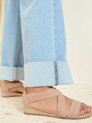 Friends Like These Nude Standard Fit Cross Strap Comfort Low Wedge Sandals - Image 2 of 4