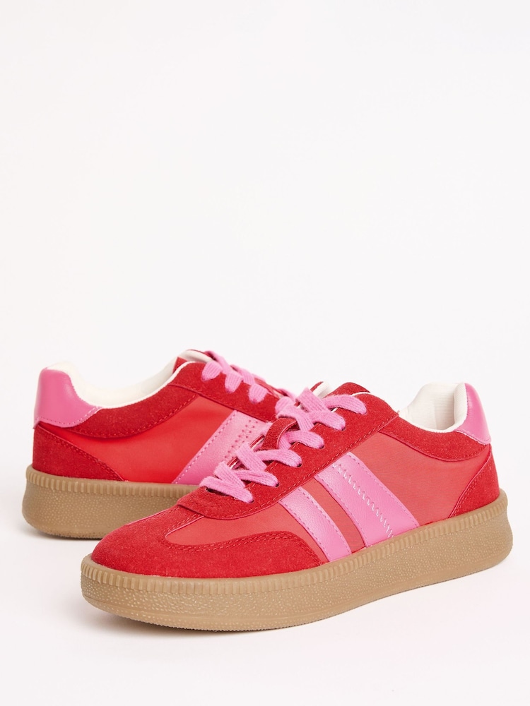 Vermelho Rosa - Friends Like These tênis esportivos retrô Gumsole com cadarço - Imagem 5 de 5