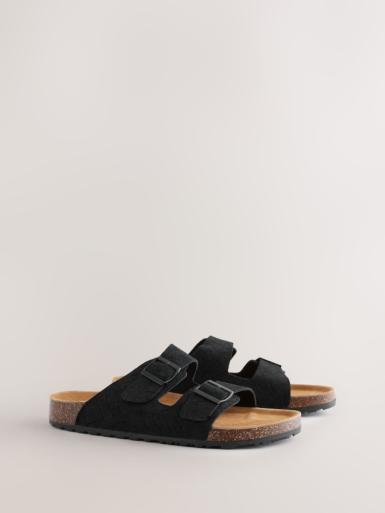Taupe Two Buckle Embossed Sandals - Image 2 of 6