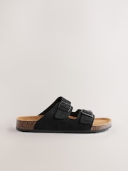 Taupe Two Buckle Embossed Sandals - Image 3 of 6