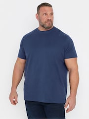 أزرق - BadRhino Big & Tall Seersucker Textured 100% Cotton T-Shirt - صورة 1 من 6