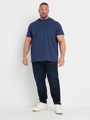 أزرق - BadRhino Big & Tall Seersucker Textured 100% Cotton T-Shirt - صورة 2 من 6