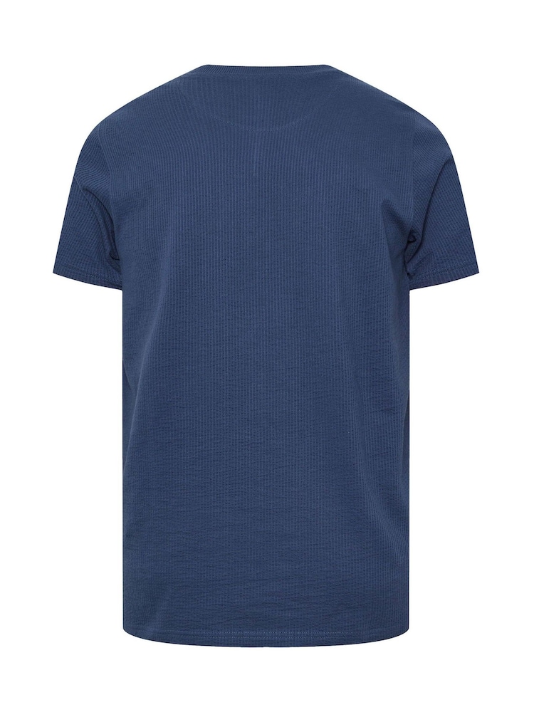 Синій - BadRhino Big & Tall Seersucker Textured 100% Cotton T-Shirt - Image 5 of 6