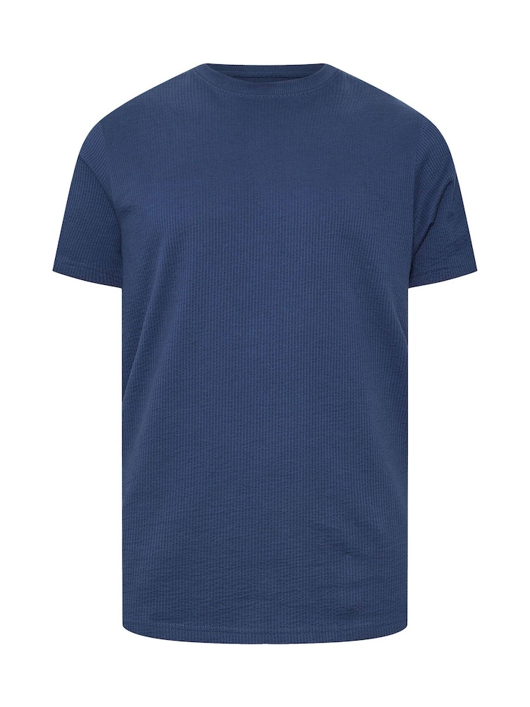 أزرق - BadRhino Big & Tall Seersucker Textured 100% Cotton T-Shirt - صورة 6 من 6