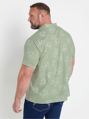 BadRhino Big & Tall Green Linear Floral Print Slub 100% Cotton Shirt - Image 3 of 6