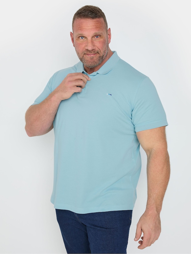BadRhino Big & Tall Blue Plain Pique 100% Cotton Polo Shirt - Image 1 of 5