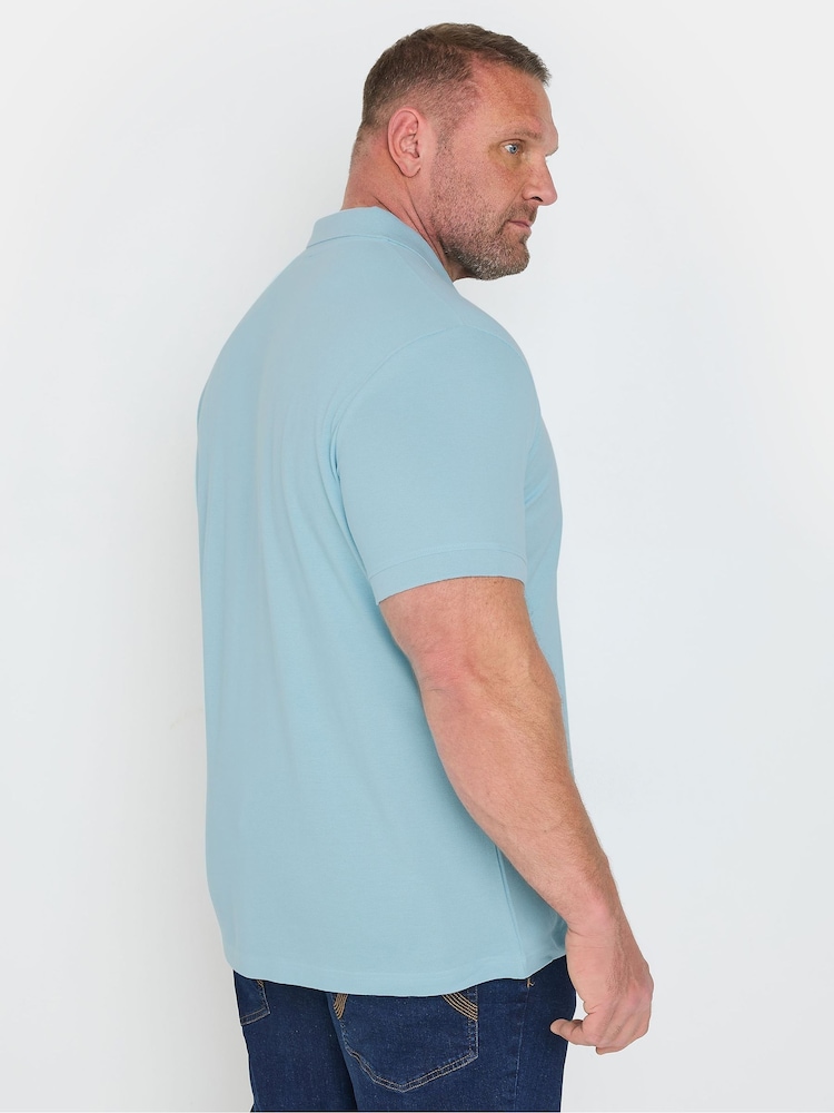 BadRhino Big & Tall Blue Plain Pique 100% Cotton Polo Shirt - Image 2 of 5