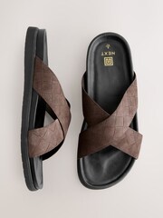 Dark Brown Leather Slip-On Sandals - Image 2 of 3