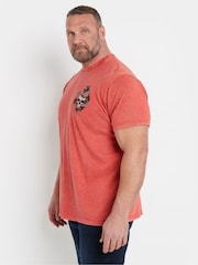 BadRhino Big & Tall Red Acid Wash Skull & Snake 100% Cotton T-Shirt - Image 2 of 7