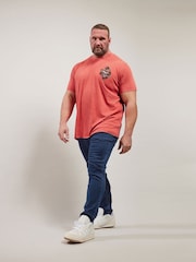 BadRhino Big & Tall Red Acid Wash Skull & Snake 100% Cotton T-Shirt - Image 5 of 7