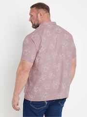 BadRhino Big & Tall Pink Linear Floral Print Slub 100% Cotton Shirt - Image 3 of 6