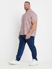 BadRhino Big & Tall Pink Linear Floral Print Slub 100% Cotton Shirt - Image 4 of 6