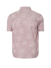 BadRhino Big & Tall Pink Linear Floral Print Slub 100% Cotton Shirt - Image 6 of 6