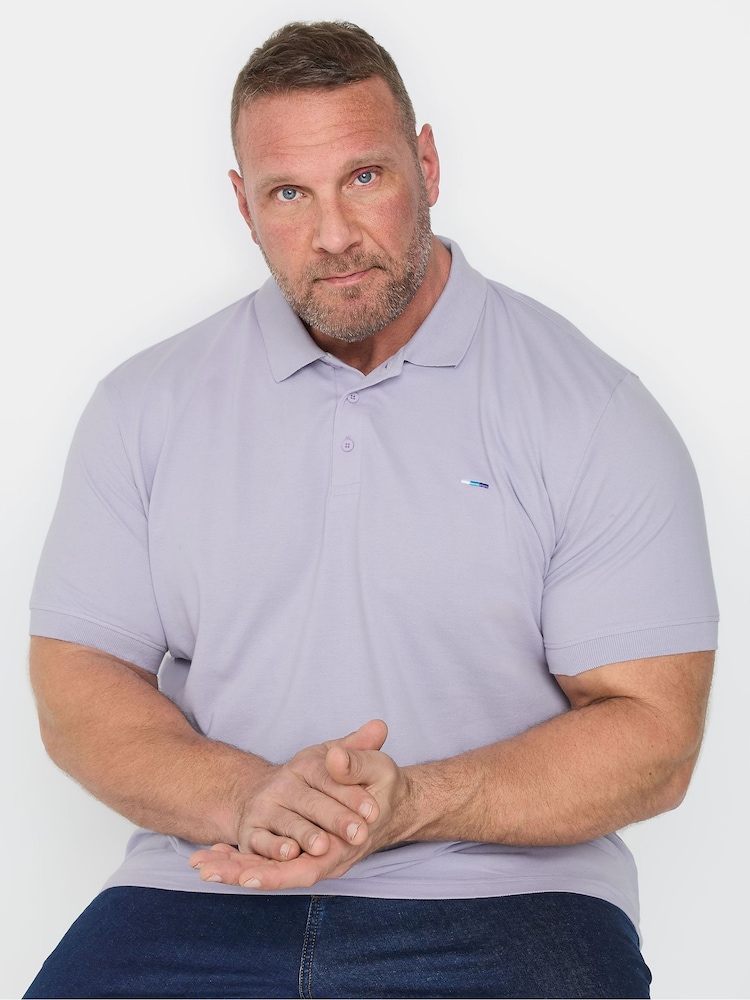 BadRhino Big & Tall Purple Plain Pique 100% Cotton Polo Shirt - Image 2 of 6