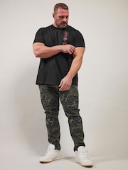 Чорний - BadRhino Big & Tall Front And Back Printed 100% Cotton T-Shirt - Image 3 of 6