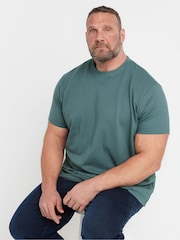 أخضر - BadRhino Big & Tall Seersucker Textured 100% Cotton T-Shirt - صورة 1 من 6