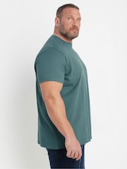 أخضر - BadRhino Big & Tall Seersucker Textured 100% Cotton T-Shirt - صورة 3 من 6