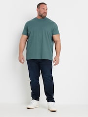 أخضر - BadRhino Big & Tall Seersucker Textured 100% Cotton T-Shirt - صورة 4 من 6