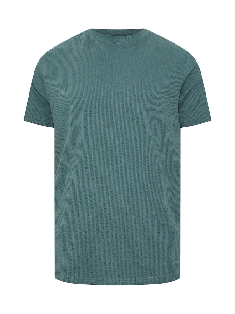 Зелений - BadRhino Big & Tall Seersucker Textured 100% Cotton T-Shirt - Image 5 of 6
