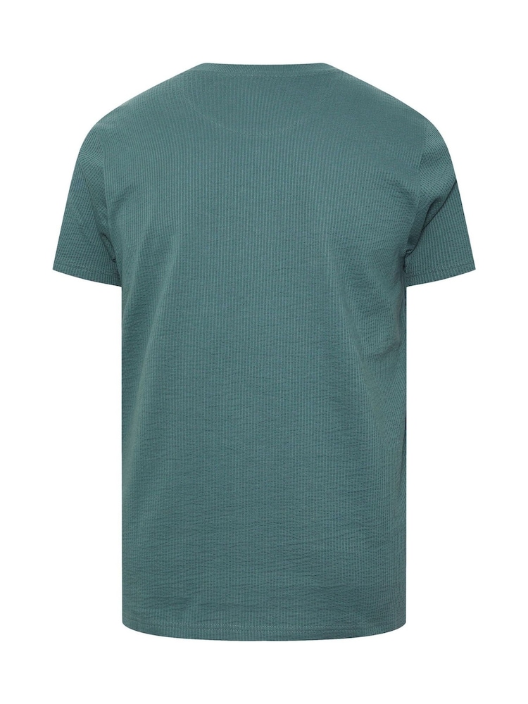 أخضر - BadRhino Big & Tall Seersucker Textured 100% Cotton T-Shirt - صورة 6 من 6