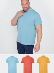 BadRhino Big & Tall Yellow Tipped Pique 100% Cotton Polo Shirts 3 Pack - Image 1 of 6