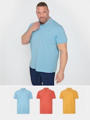 BadRhino Big & Tall Yellow Tipped Pique 100% Cotton Polo Shirts 3 Pack - Image 4 of 6