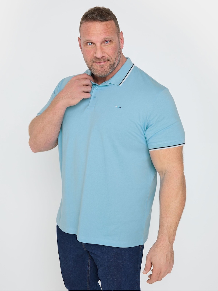 Gelb - BadRhino Big & Tall Tipped Pique 100% Cotton Polo Shirts 3 Pack - Bild 6 von 6