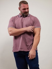 BadRhino Big & Tall Purple Pique Tipped 100% Cotton Polo Shirt - Image 1 of 3