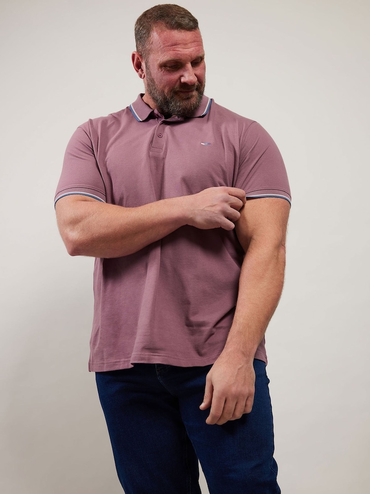 BadRhino Big & Tall Purple Pique Tipped 100% Cotton Polo Shirt - Image 1 of 3