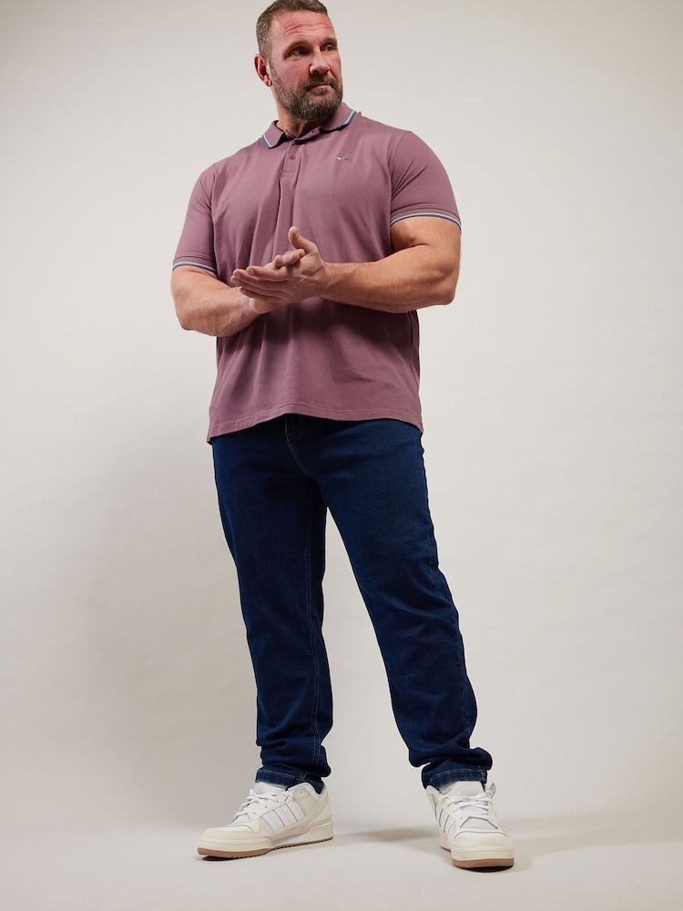 BadRhino Big & Tall Purple Pique Tipped 100% Cotton Polo Shirt - Image 2 of 3