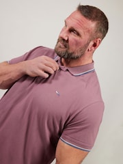 BadRhino Big & Tall Purple Pique Tipped 100% Cotton Polo Shirt - Image 3 of 3