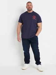 BadRhino Big & Tall Navy Front And Back Printed 100% Cotton T-Shirt - Image 8 of 9