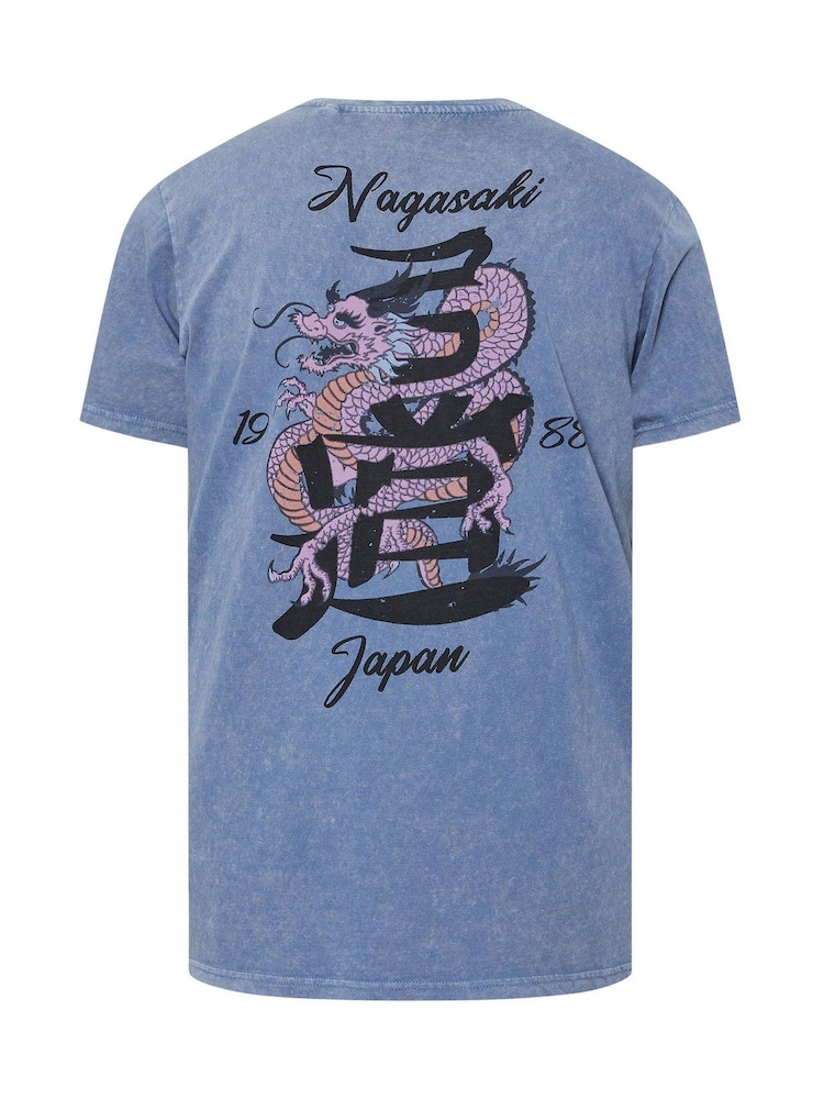 BadRhino Big & Tall Blue Snake Japanese 100% Cotton T-Shirt - Image 6 of 6 BadRhino Big & Tall Blue Snake Japanese 100% Cotton T-Shirt - Image 6 of 6