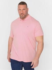 BadRhino Big & Tall Pink Plain Pique 100% Cotton Polo Shirt - Image 1 of 5