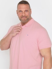 BadRhino Big & Tall Pink Plain Pique 100% Cotton Polo Shirt - Image 3 of 5