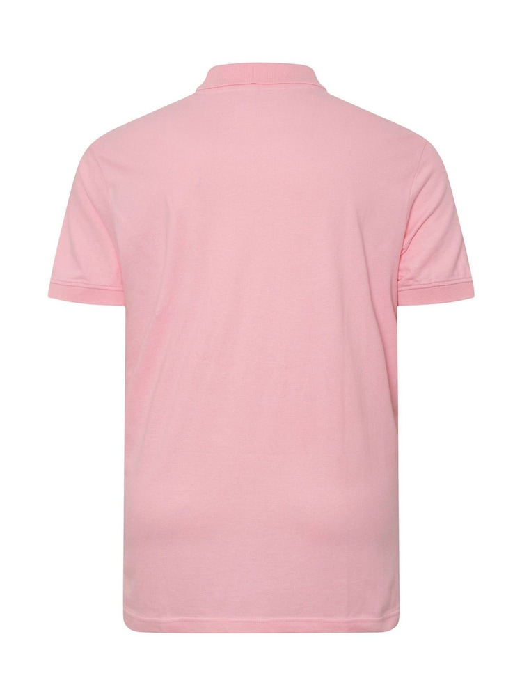 BadRhino Big & Tall Pink Plain Pique 100% Cotton Polo Shirt - Image 5 of 5