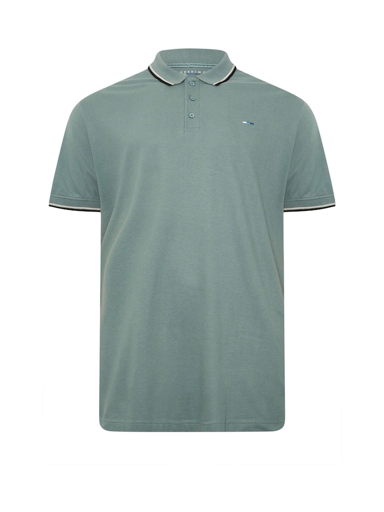 BadRhino Big & Tall Blue Tipped Pique 100% Cotton Polo Shirts 3 Pack - Image 10 of 10