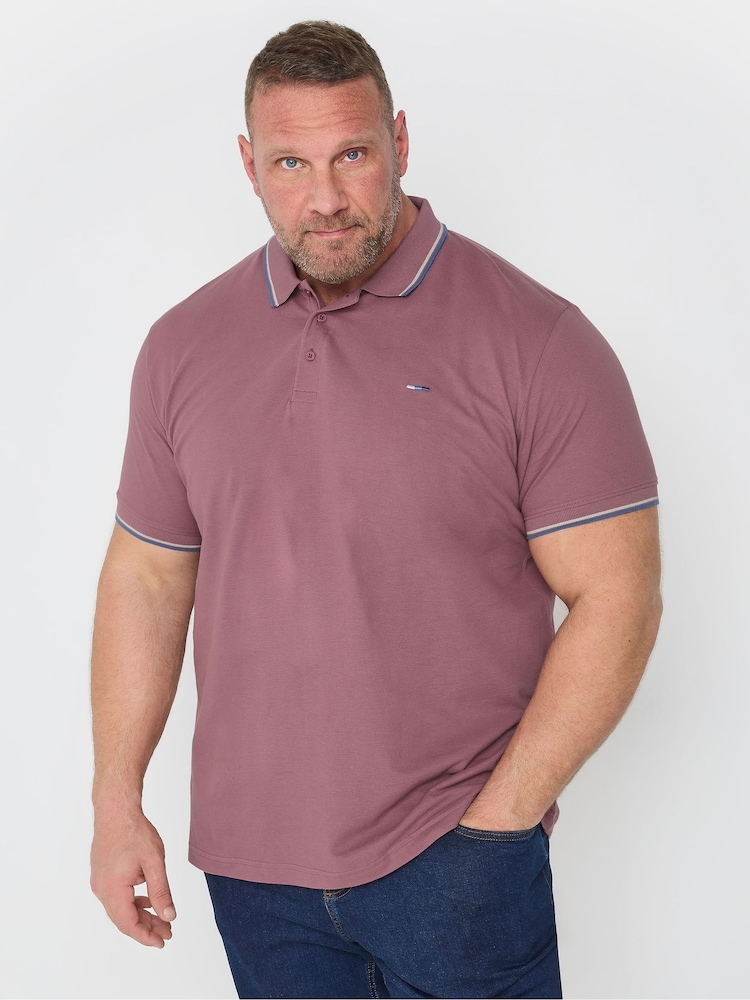 BadRhino Big & Tall Blue Tipped Pique 100% Cotton Polo Shirts 3 Pack - Image 2 of 7