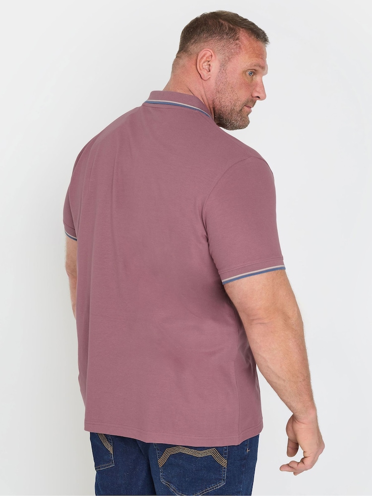 BadRhino Big & Tall Blue Tipped Pique 100% Cotton Polo Shirts 3 Pack - Image 4 of 7