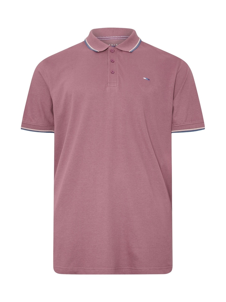 BadRhino Big & Tall Blue Tipped Pique 100% Cotton Polo Shirts 3 Pack - Image 6 of 7