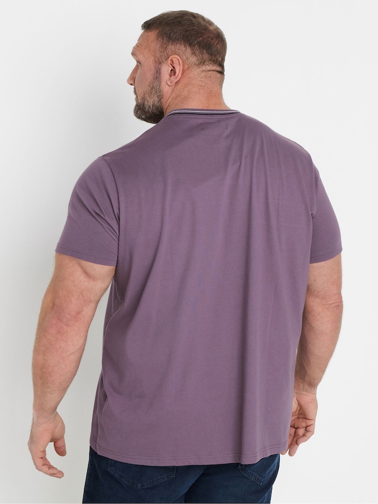 BadRhino Big & Tall Purple Cut & Sew 100% Cotton T-Shirt - Image 2 of 8