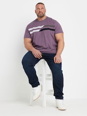 BadRhino Big & Tall Purple Cut & Sew 100% Cotton T-Shirt - Image 5 of 8